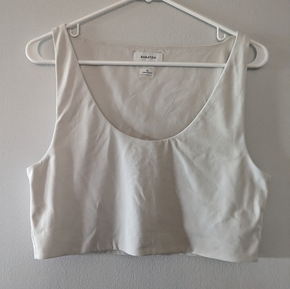 Babaton Tops - Aritzia Babaton Contour Scoopneck Crop Tank Matte Pearl Sculpt Knit Size S